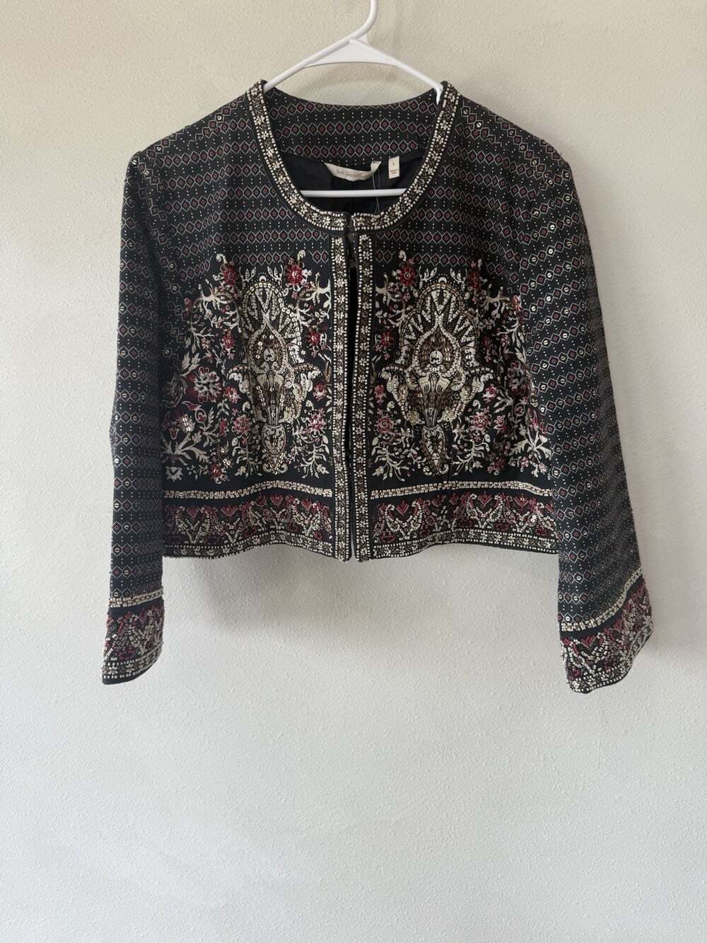 SOFT SURROUNDINGS $140 Mandala Bead Embellished Cropped Jacket Top Size Large - Picture 3 of 8